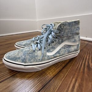 Vans Sk8 Hi Acid Wash Denim Sneakers, Blue Tie Dye High Top | Men11.5 / Women 13
